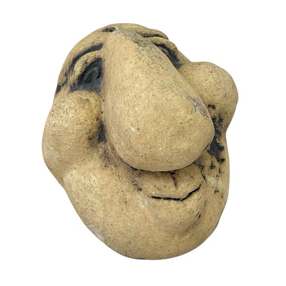 Mid Century Folk Art Face Sculpture Grotesque Ceramic Wall Hanging - Picture 5 of 8